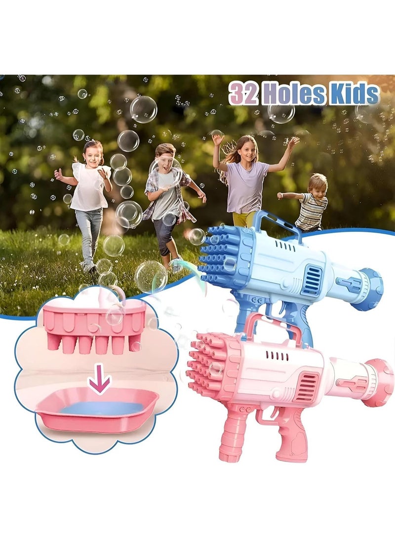 مسدس فقاعات، آلة فقاعات للأطفال، مسدس فقاعات صواريخ بـ32 فتحة للأطفال الصغار، منفاخ فقاعات مع أضواء ملونة، هدية لحفلات أعياد الميلاد، لعبة قاذف الفقاعات الصيفي والأنشطة الخارجية للأطفال - Image 3